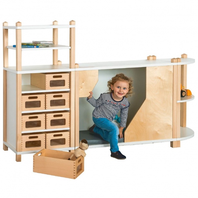 Stollenregalsystem "Finn", Stollen aus Buche Massivholz 